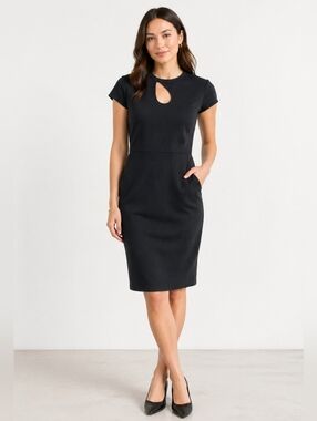 Rachel Parcell NEW Women's 16 Black Ponte Knit Cap Sleeve Cocktail Sheath Dress
